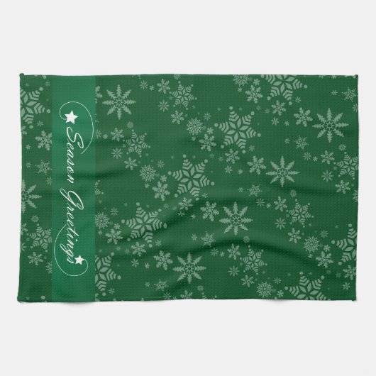 Snowflakes op groene achtergrond theedoek (Horizontaal)