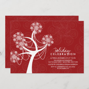 Snowflakes & Ornamental Tree Fête Invitation