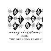 Snowflakes Ornamenten vrolijk kerstscript Rubberstempel (Afrduk)