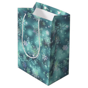 Snowflakes Patroon Blauwgroen ID846 Medium Cadeauzakje