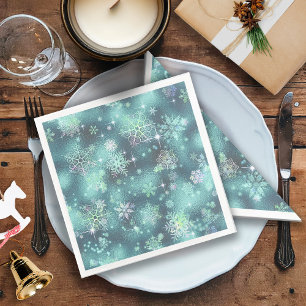 Snowflakes Patroon Blauwgroen ID846 Servet