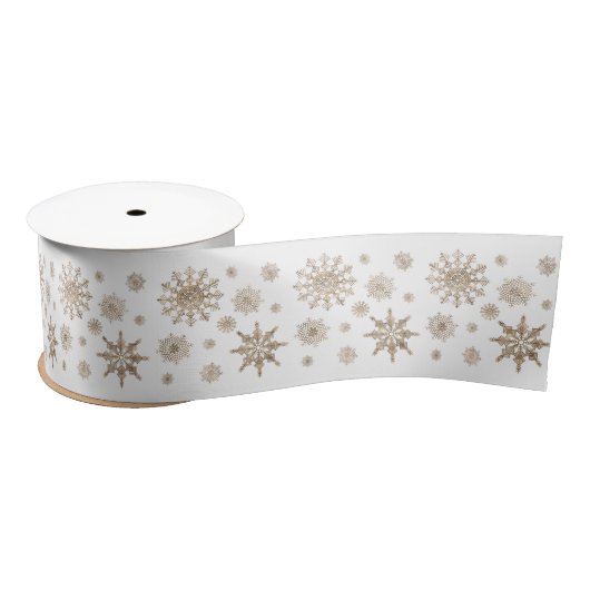 Snowflakes patroon in gouden gele kleur lint (Spoel)
