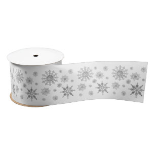 Snowflakes patroon in zilvergrijze kleur lint