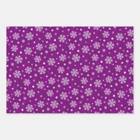 Snowflakes Patroon op Paars Inpakpapier Vel (Voorkant)