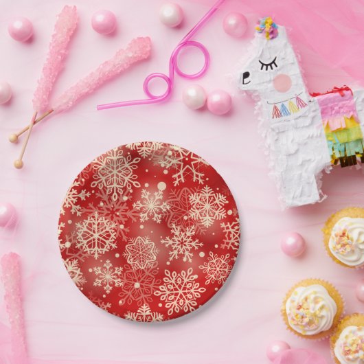 Snowflakes patroon papieren bordje (Feest)