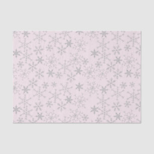 Snowflakes Patroonroze en Silver Winter Holiday Tissuepapier