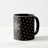 Snowflakes Pattern Black en Gold Kerstmis Mok (Voorkant rechts)