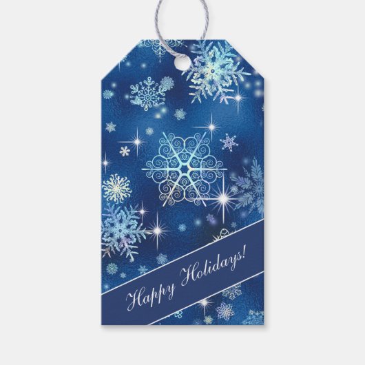 Snowflakes Pattern Blue ID846 Cadeaulabel (Voorkant)