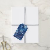 Snowflakes Pattern Blue ID846 Cadeaulabel (Met Touw)