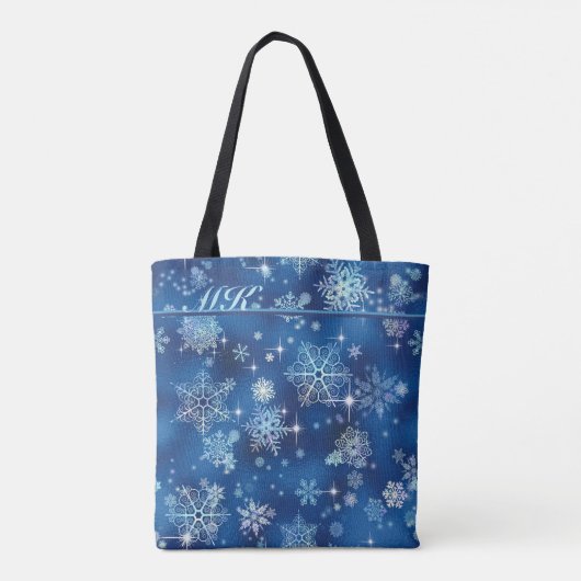  Snowflakes Pattern Blue ID846 Canvas tas (Achterkant)