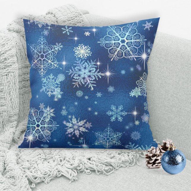  Snowflakes Pattern Blue ID846 Kussen (Creator heeft geüpload)