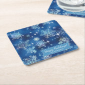  Snowflakes Pattern Blue ID846 Vierkante Kartonnen Onderzetter (Schuin)