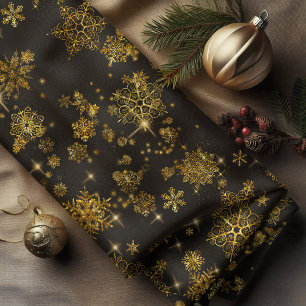  Snowflakes Pattern Gold/Black ID846 Stof