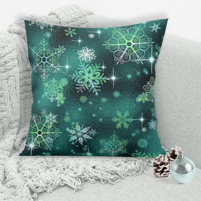  Snowflakes Pattern Green ID846 Kussen (Creator heeft geüpload)