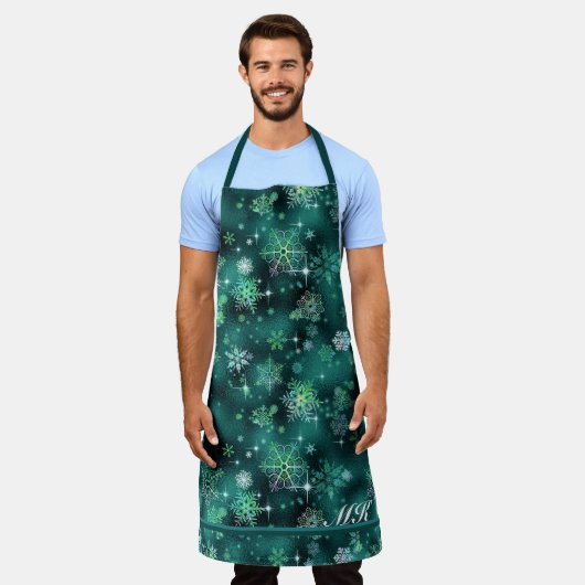  Snowflakes Pattern Green ID846 Schort (Gedragen)