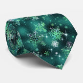  Snowflakes Pattern Green ID846 Stropdas (Opgerold)