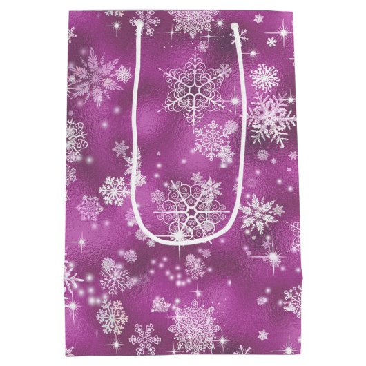 Snowflakes Pattern Orchid Pink ID846 Medium Cadeauzakje (Achterkant)