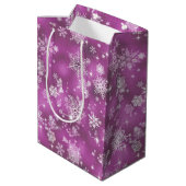 Snowflakes Pattern Orchid Pink ID846 Medium Cadeauzakje (Achterkant Gekanteld)