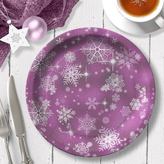  Snowflakes Pattern Orchid Pink ID846 Papieren Bordje
