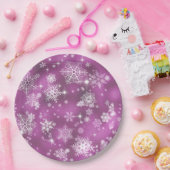  Snowflakes Pattern Orchid Pink ID846 Papieren Bordje (Feest)