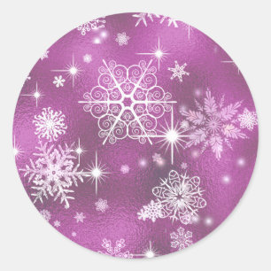 Snowflakes Pattern Orchid Pink ID846 Ronde Sticker
