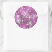  Snowflakes Pattern Orchid Pink ID846 Ronde Sticker (Tas)
