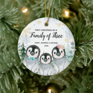 Snowflakes Penguin 1 Kerstmis als familie van 3 Keramisch Ornament