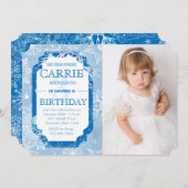 Snowflakes Photo Invitation (Devant / Derrière)