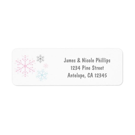 Snowflakes Pink Blue Holiday Étiquettes de adresse (Devant)