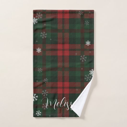 Snowflakes Plaid Motif hiver personnalisé (Serviette à main)