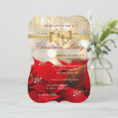 Snowflakes, Poinsettia Company kerst Party Kaart (Staand voorkant)