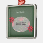 Snowflakes Red Bows Holiday Foto Ornament (Links)