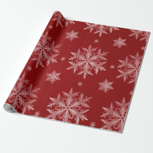 Snowflakes Red Holiday Kerstmis Cadeaupapier