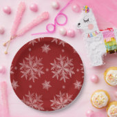 Snowflakes Red Holiday Kerstmis Papieren Bordje (Feest)