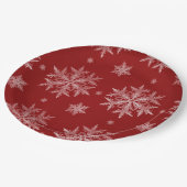 Snowflakes Red Holiday Kerstmis Papieren Bordje (Gekanteld)