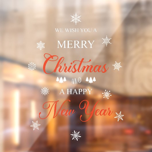 Snowflakes Red Merry Kerstmis Cling Raamsticker (Vel 2)