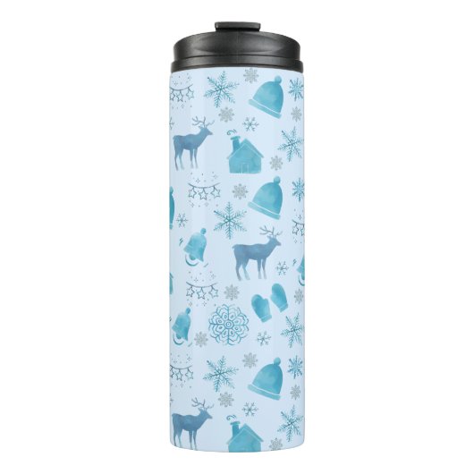 Snowflakes, Reindeer & Elegant Holiday Design Thermosbeker (Voorkant)