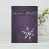 Snowflakes & Ribbon Diamond Faire-part de mariage (Debout devant)