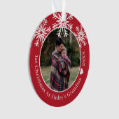 Snowflakes Rood 1 Kerstmis als Grootmafoto Ornament (voorkant)