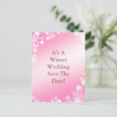 Snowflakes rose doux Enregistrer la date Carte pos (Debout devant)