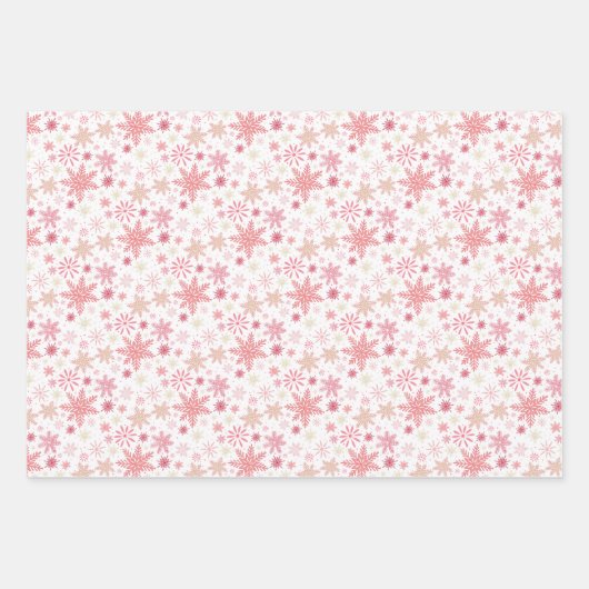 Snowflakes roses Envelopper Papier Plat Set de 3 (Devant 2)