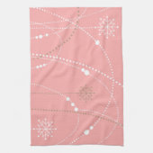 Snowflakes roze midden eeuw elegante winter schatt theedoek (Verticaal)