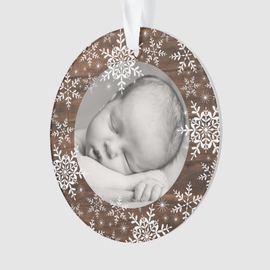 Snowflakes rustiques Baby First Christmas (devant)