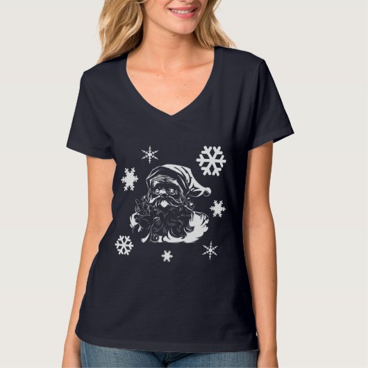 Snowflakes Santa Claus T-shirt bleu Noël V (Devant)