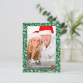 Snowflakes Script Green van de familie-fotoserie Feestdagenkaart (Staand voorkant)