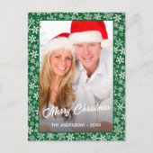 Snowflakes Script Green van de familie-fotoserie Feestdagenkaart (Voorkant)