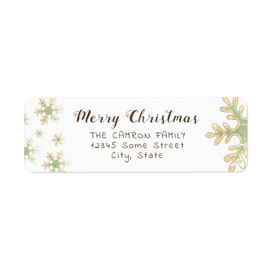 Snowflakes Script Merry-kerstadreslabel Etiket (Voorkant)