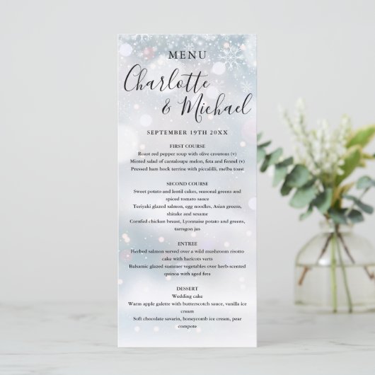 Snowflakes Signature Script Menu Mariage (Debout devant)