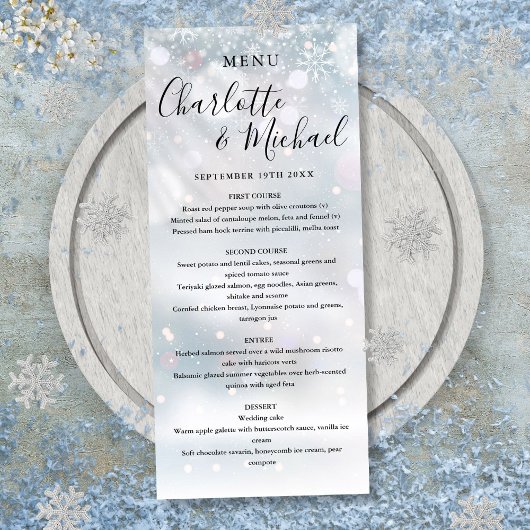 Snowflakes Signature Script Menu Mariage