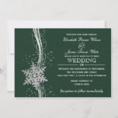 Snowflakes Silver vert invitations de mariage hive (Devant)